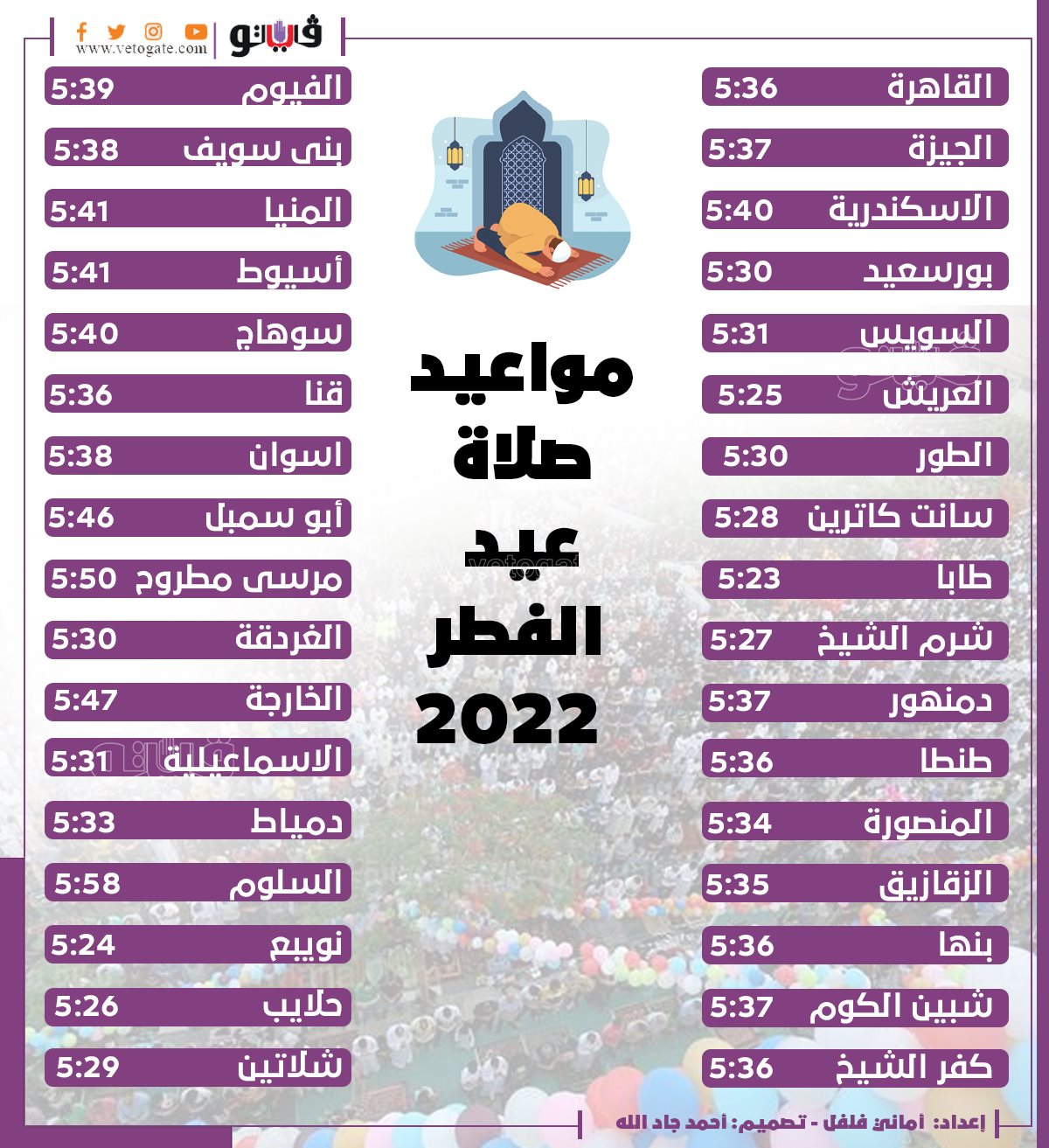 موعد صلاه العيد في المنوفيه لعام 2023
